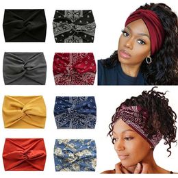 Solid Cross Wide Knotted Headbands for Women Extra Large Turban Workout Elastic Headband Fashion Yoga Band Hair Accessories L2405