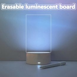 Table Lamps Colourful Transparent Luminescent Acrylic Noteboard Small Whiteboard Erasable Message Board Night Lamp Pen Decor Desktop