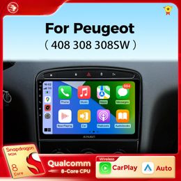 Car dvd Radio for Peugeot 308 308SW 408 2012-2020 Carplay Android Auto Qualcomm Stereo Multimedia Player DSP 48EQ 2 Din