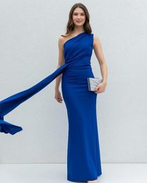 Party Dresses Elegant One Shoulder Chiffon Formal Evening Gown With Draped Summer 2024 Long Straight Prom Dress Simple Wedding