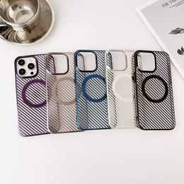 6D Laser Carbon Fibre Hard Plastic Cases For Iphone 15 Plus 14 13 Pro Max 12 Chromed Plating Vertical Magnetic Wireless Charging Magnet Luxury Business Phone Cover