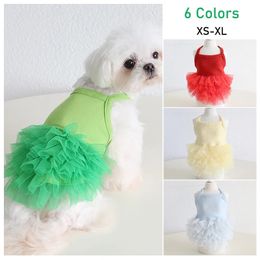 Puppy Summer Luxury Dog Clothes for Yorkshire Mermaid Tail Small Breed Dog Girl Wedding Dresses Candy Color Ballet Flullet Skirt 240523