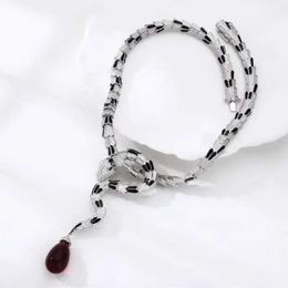 Anhänger Halsketten Zoca Solid 925 reines Silber Rubin Diamant Diamond Black Schlange Halskette Designer Luxusschmuck S2452206