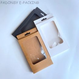 Brown Kraft Paper Box with Window Hooks Display Box Packaging for Eyelash Carton Box Cosmetics Business Packaging Boxes 30pcs 17.5x10.5x1.7cm