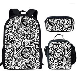 Backpack Polynesian Traditional Tribal 3pcs/Set 3D Print Student Bookbag Travel Laptop Daypack Lunch Bags Pencil Case