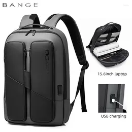 Backpack BANGE Men's Multifunctional Compartment Minimalist Curve Design Laptop 15.6-inch Daily Business Bag Mochila Ladies