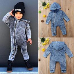 Clothing Sets PUDCOCO Est Born Kids Baby Boy Girl Denim Hoodies Zipper Rompers Jumpsuit Pants Spring Fashion Outfit Child Clothes 0-3T