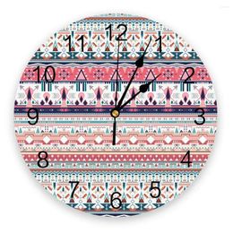 Wall Clocks Bohemian Ethnic Pattern 3d Clock Modern Design Farmhouse Decor Kitchen Vintage PVC Round Living Room Decoration