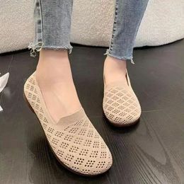 Casual Shoes Summer Mesh Fabrics Breathable Flats Women Ventilate Lace Leisure Loafers Mom Comfort Light Sneakers