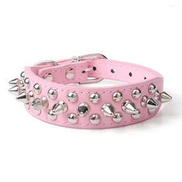 Dog Collars Adjustable Leather Pet UP Collar Neck Strap Supplies Punk Rivet Spiked For Small Dogs Cats