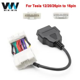 For Tesla 12/20/26pin to 16pin Male Female OBD2 Cable Connector Model 3 Model Y OBD 2 OBDII Diagnostic Tool Auto Adapter