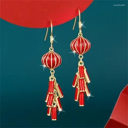 Dangle Earrings Chinese Style Lantern Elegant High-quality Materials Comfortable To Wear Stylish And Beautiful Firecracker