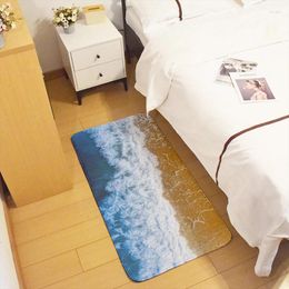 Carpets Modern Simple Sea Beach Printed Door Mat Waves Landscape Non-Slip Floor For Kitchen High-Quality Suede Entrance Carpet Rugs