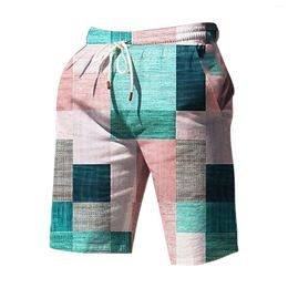 Men's Shorts Summer Casual Pocket Drawstring Elastic Waist Graphic Colour Block Geometric Pattern Board Swim