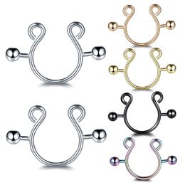 2pcslot Stainless Steel Fake Nipple Rings Piercings Clip On Faux Sexy Jewellery 14G 240528