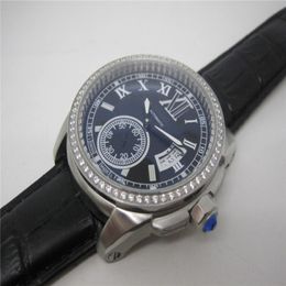 Fashion watch for Man mechanical automatic wristwatch Stainless Steel Case leather strap diamonds bezel 100 2516