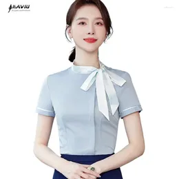 Women's Blouses NAVIU Women Bow Tie Fashion Spring Short Sleeve Blusa Tops Formal Style Female Office Shirt Elegant Design Work Wear