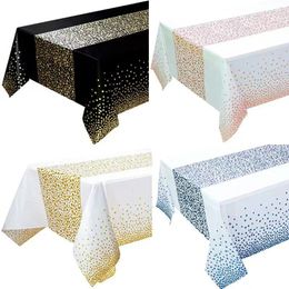 Table Cloth PEVA Dot Confetti Tablecloths For Rectangle Tables Disposable Cloths Covers Gold Party Wedding Bridal Shower