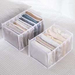 Storage Bags 7 Compartment Mesh Clothes Bag Household Visible Collapsible Underwear Jeans Organizer