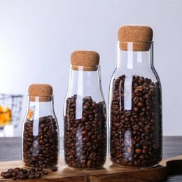 Storage Bottles Glass Container With Cork Decorative Organiser Bottle Canister Jar Air Tight Wood Lid For Food Coffee Beans Candy