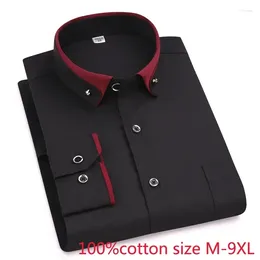 Men's Dress Shirts Arrival Fashion Male Solid Cotton Oversized Formal Youth Spring Shirt Long Sleeve High Quality Plus Size M-9XL