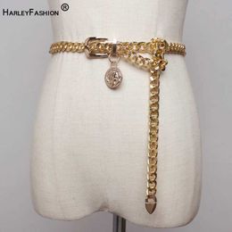 Waist Chain Belts HarleyFashion womens fashion accessories are fully matched with metal chain straps European style high street high-quality jacket straps Q240523
