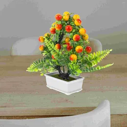 Decorative Flowers Green Decor Faux Fruit Tree Artificial Potted Cabinet Desktop Bonsai Plastic Simulation Office Fake Table