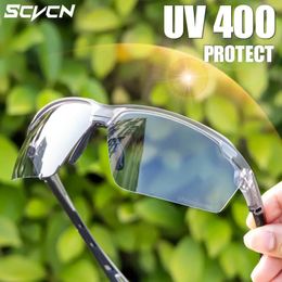 Outdoor Eyewear SCVCN Men UV400 Pochromic Sunglasses Bicycle Cycling Glasses Women Sports Hiking Driving Bike