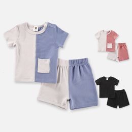 Ny mode sommar Baby Boy Girls Clothes Set Children Kort ärm Top Shorts Tracksuits Casual Jogger Toddler Pama Set L2405
