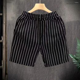 Men's Shorts Casual With Elastic Waist Men Striped Print Waistband For Street