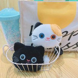 Purse Kawaii Cat Plush Coin Purse Lovely Cartoon Change Pouch For Girls Plush Wallet Earphone Storage Bag Keychain Y240524