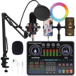 Microphones DJ20 Sound Card Kits Studio Record Professional Mixer Singing 48V Microphone BM800 For Karaoke Podcast Recording Live Streaming