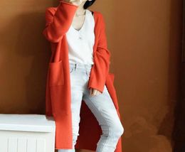 2020 Fall Winter Thick Vneck Cashmere Women Sweater Dress Long Knitted Cardigan Sueter Mujer Invierno Plus Size CX2007308111464