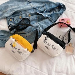 Evening Bags Women Canvas Shoulder Bag Korean Letters Hit Colour Street Travel Crossbody Purse