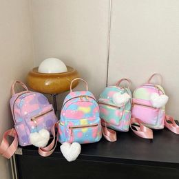 School Bags Mini Backpack Women Nylon Cute Small Shopper Handbag Multicolor Book With Heart Pendant Girls Fashion Shoulder Bag