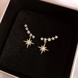 Stud Earrings 2024 Shining Crystal Full Star Simple Women Korean Geometric Earings Fashion Jewellery Brincos