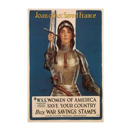 Joan of Arc Saved France Vintage World War One US Military Propaganda Wall Art Decoration Poster Canvas Print