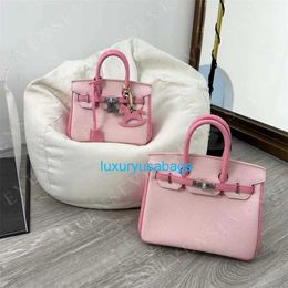 Genuine Leather Totes Trusted Luxury Bk Handbag 2024 New Pink Litchi Pattern Color Block Bag Fashionable and Versatile Genuine Leather Women with logo HBMB