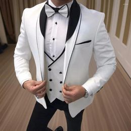 Men's Suits 2024 Wedding Tuxedos For Groom Slim Fit Casual Business Men Shawl Lapel Male Fashion Blazer 3 Pcs (Jacket Pants Vest)