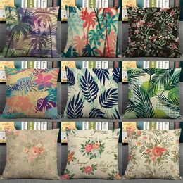 Cushion/Decorative Pillow Nordic plant printed mat home decoration 45x45cm modern sofa decoration tropical leaf seat backrest cushion QX-N2 Q240523