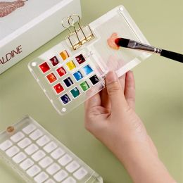 Portable Watercolour Paint Palette Art Transparent Acrylic Mini Painting Humidor Washable Mini Watercolour Sub-box Art Supplies