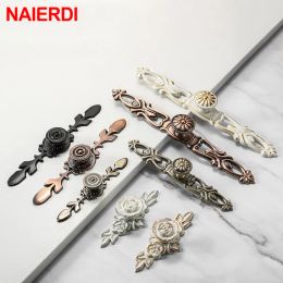 NAIERDI Bronze Door Handles Cabinet Handle Antique Cabinet Pulls Wardrobe Drawer Knobs Zinc Alloy Cupboard Furniture Hardware