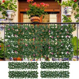 Decorative Flowers Artificial Ivy Hedge Green Leaf Fence Panels With Faux Privacy Screen For Home Outdoor Garden Balcony Decoration