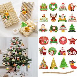 Christmas Decorations 12pcs Merry Paper Tags Santa Claus Xmas Tree Hanging Label Navidad Year Party DIY Gift Wrapping Card