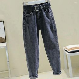 Women's Jeans Black Grey Women Denim Pants 2024 Spring Autumn High Waist Wide Leg Trousers Vintage Fashion All-Matched Harem Female