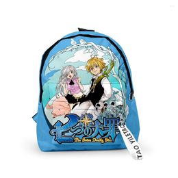 Backpack Fashion The Seven Deadly Sins Backpacks Boys/Girls Pupil School Bags 3D Print Keychains Oxford Waterproof Cute Small