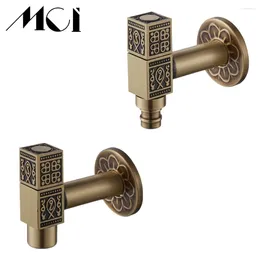 Bathroom Sink Faucets Square Carved Wall Mount Brass Antique Bibcock Decorative Outdoor Garden Faucet Washing Machine Mop Taps Torneira Mci