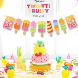 Party Decoration Summer Cool Ice Cream Popsicle Banner Garland For Tropical Theme Bar Bunting Kid Birthday