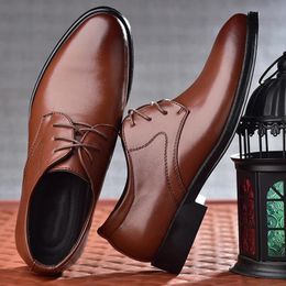 Herrenschuhe Schwarz Leder Formal für Männer Oxfords männliche Hochzeitsfeier Büro Business Schuh Man Zapatos de Hombre Plus Size 240524