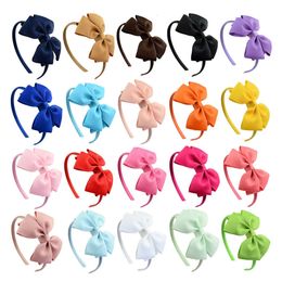 New Fashion Layered Hairbands Solid Grosgrain Ribbon Bows Headband Handmade Boutique Hairhoop Hair Accessories For Women Girls L2405